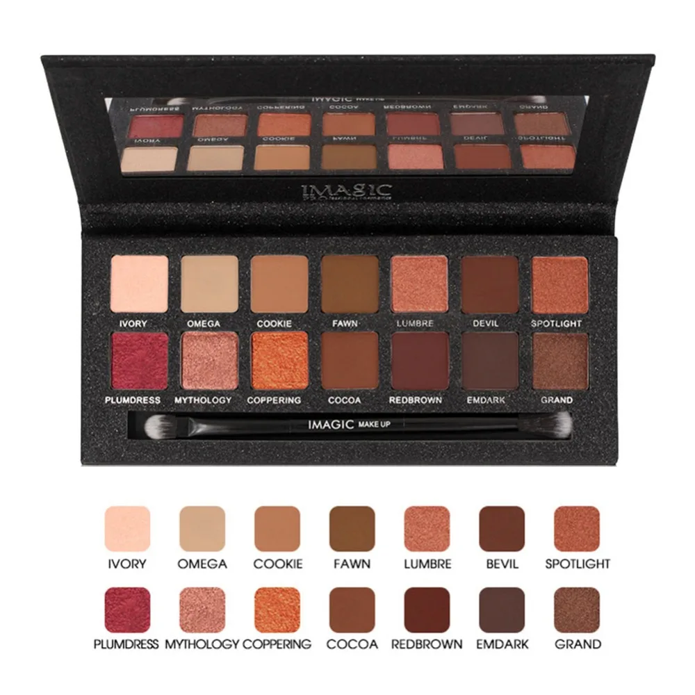 

IMAGIC 14 Colors Shimmer Eyeshadow Palette Matte Eye Shadow in One Pallete With Brush Makeup Eyeshadow Set Cosmetics #264932