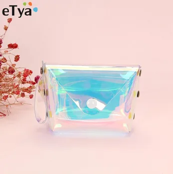 

eTya Women PVC Small Coin Purse Female LadyTransparent Laser Mini Coin Money Purses Kid Coin Key Card Holder Handbags Pocket