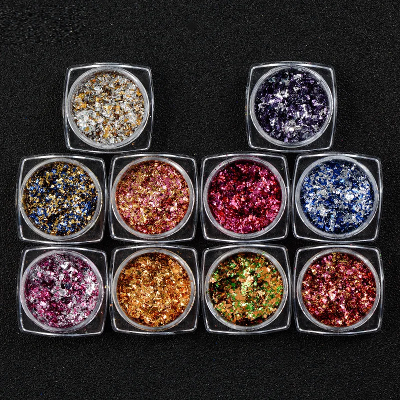 

1Box Chameleon Magic Nail Glitter Shinning Powder Pigment Manicure Dust Irregular Design Nail Art Manicure Mix Color Decoration