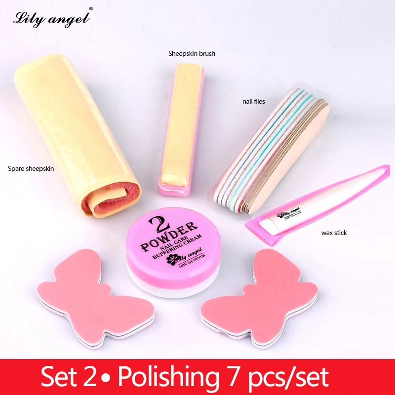 

Nail Polishing Wax 7Pcs/Sets Nail art Manicure Luster Buffing powder nail Buffer Sheepskin Brush file Full Kits of nail files Z