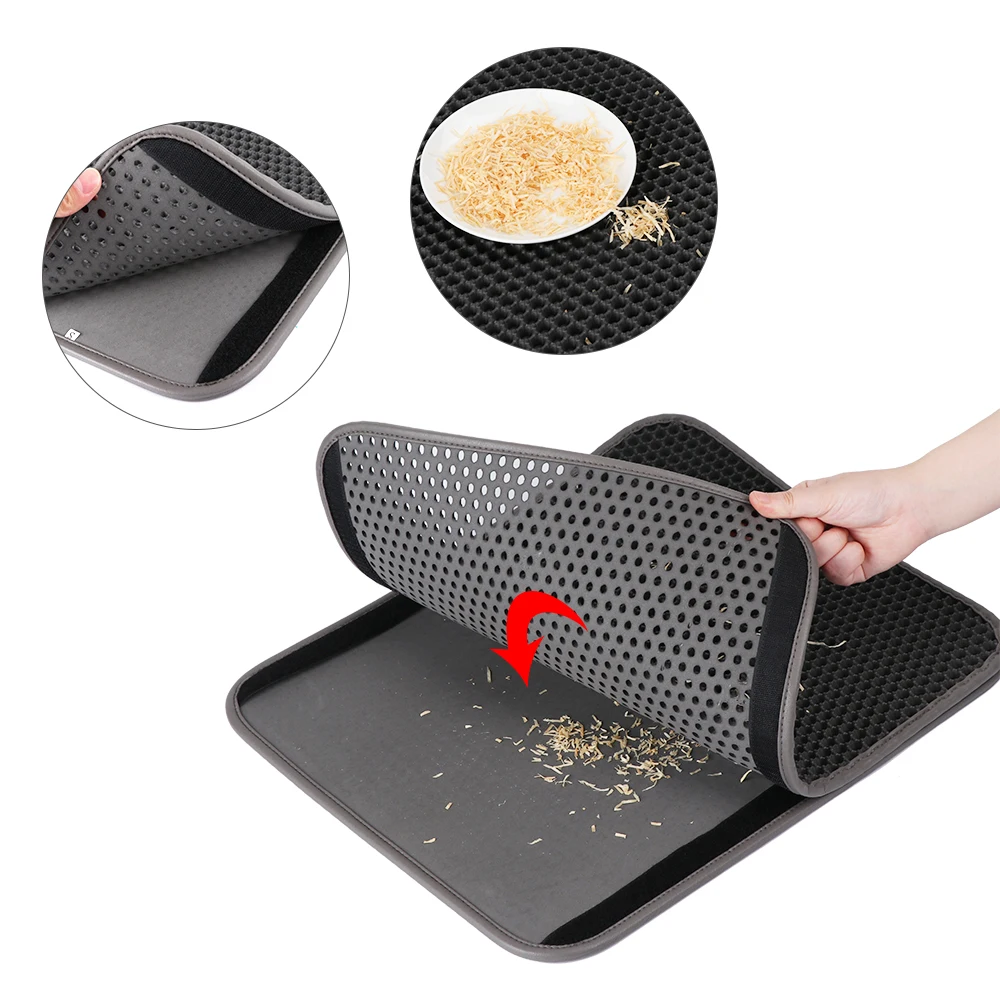

Waterproof Cat Litter Mat Double-Layer Cat Litter Trapper Mats with Waterproof Bottom Layer Light Weight Non-slip Pet Pad