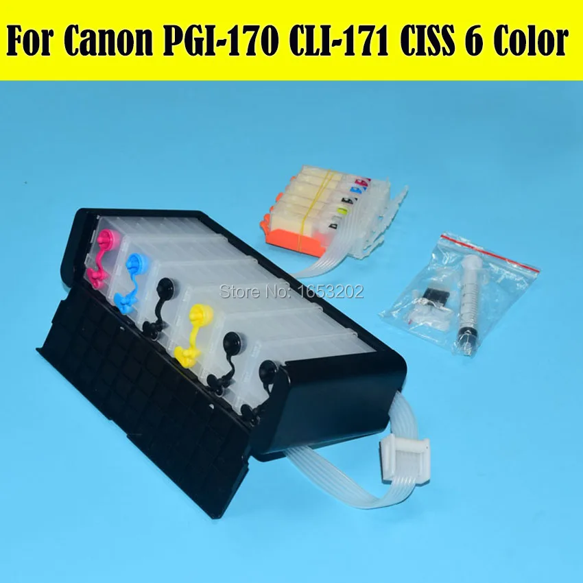 6 اللون PGI-170 CLI-171 MG7710 مستمر الحبر نظام العرض كيبك لكانون الطابعة مع رقاقة إعادة السيارات 6 اللون PGI-170 CLI-171 MG7710 مستمر الحبر نظام العرض كيبك لكانون الطابعة مع رقاقة إعادة السيارات