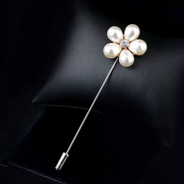 Fashion Long Needle Shell Pearl Lapel Pins for Men/Women Accessories