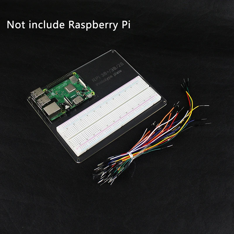 

Raspberry PI 3 Mounting Plate Prototype Experiment Plate Acrylic Board + MB-102 800 Point Breadboard + 65pcs Jump Cable