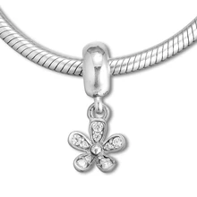 Подходит для бусины Pandora Браслеты стерлингового серебра 925 ювелирные изделия маргаритки Подвески с прозрачным CZ