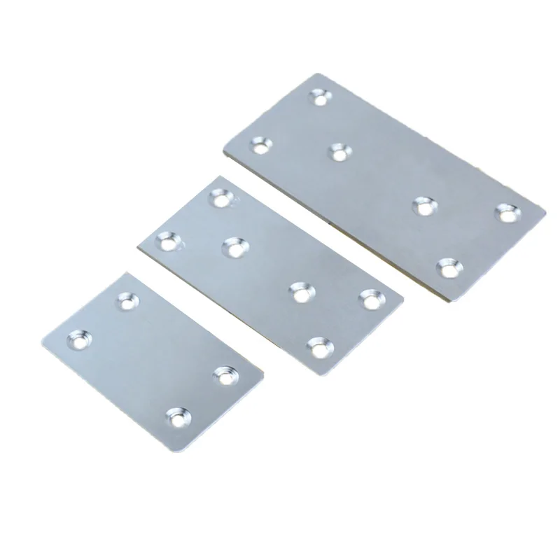 Plaques Métalliques Supports D’angle Plats 10 PCS en acier inoxydable Code de connexion Connexion droite Piece traitement de surface en acier inoxydable brossé 