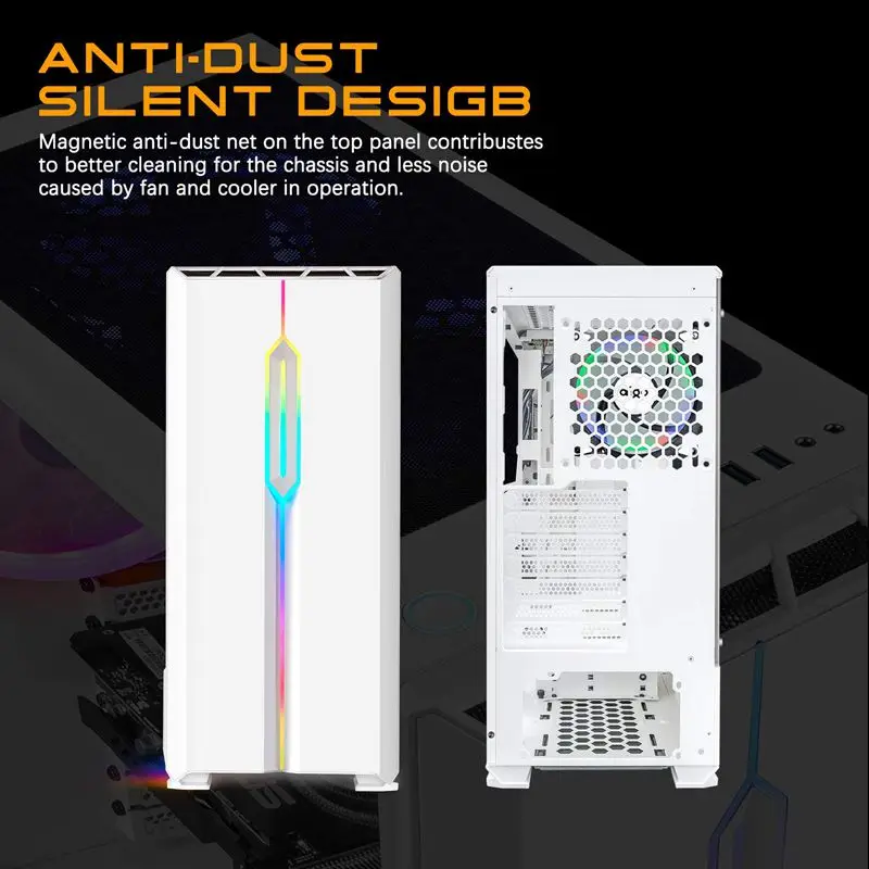 Aigo игровой чехол ATX компьютер PC чехол s с 120 мм светодиодный Радужный веер настольный компьютер чехол шасси RGB светильник PC чехол закаленное стекло