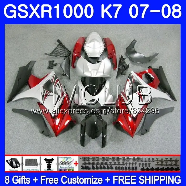 

Body For SUZUKI GSXR-1000 K7 GSX-R1000 GSXR 1000 07 08 35HM.20 GSXR1000 07 08 Bodywork Red silvery GSX R1000 2007 2008 Fairing