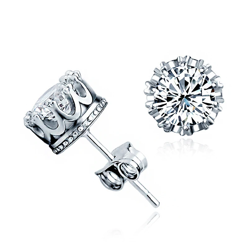 12 пар 6 мм кубический цирконий серебряные серьги Для женщин/Для мужчин Хрустальная корона Сережки для пирсинга мода Мужская подарок ювелирных изделий