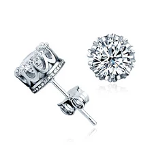 12 пар 6 мм кубический цирконий серебряные серьги Для женщин/Для мужчин Хрустальная корона Сережки для пирсинга мода Мужская подарок ювелирных изделий