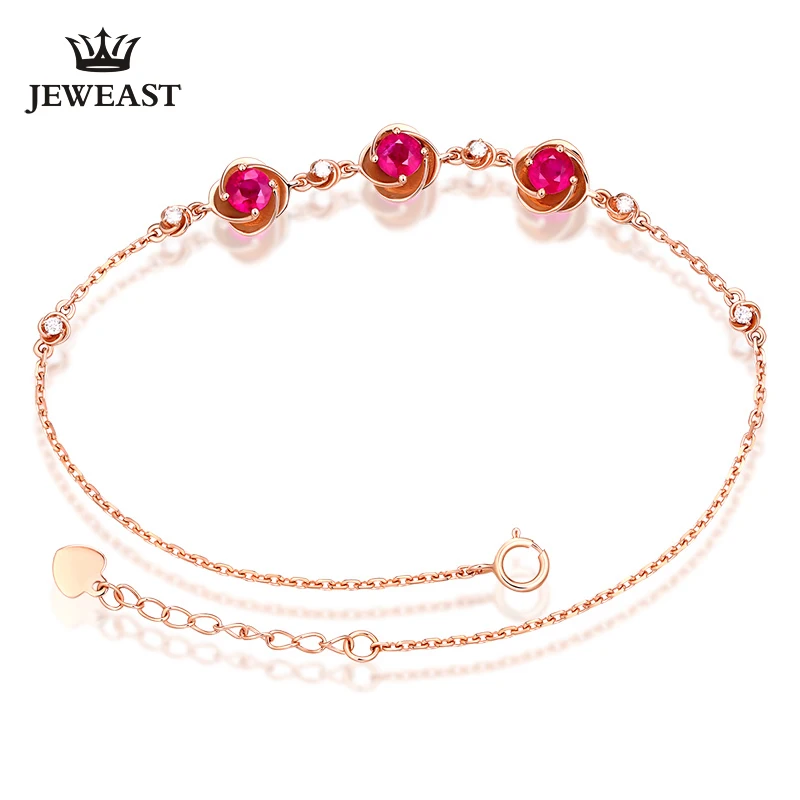 

Natural ruby 18k Pure Gold Female Bracelets Fine Jewelry Gift Girl Thin Trendy Solid 750 Real Bangle Party Good Nice