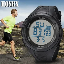Лучшие продажи HONHX цифровые часы мужские новые модные светодиодный цифровой будильник Дата Военные Спортивные армейские водонепроницаемые кварцевые часы relogio