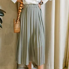 LANMREM весна лето шаблон Мода темперамент плиссированные половина юбка для женщин эластичный пояс шифон низ YH021