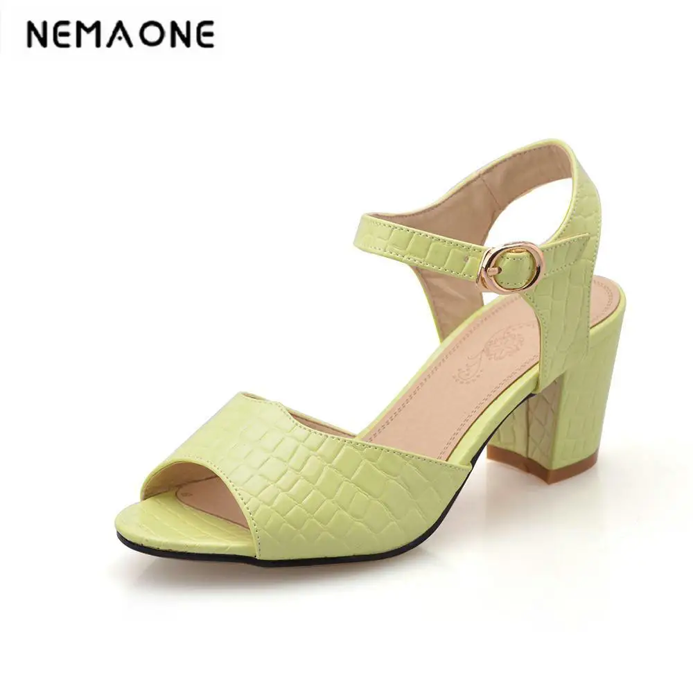 

plus size 34-42 fashion sandals women summer shoes new peep toe square heel high sandals elegant women shoes