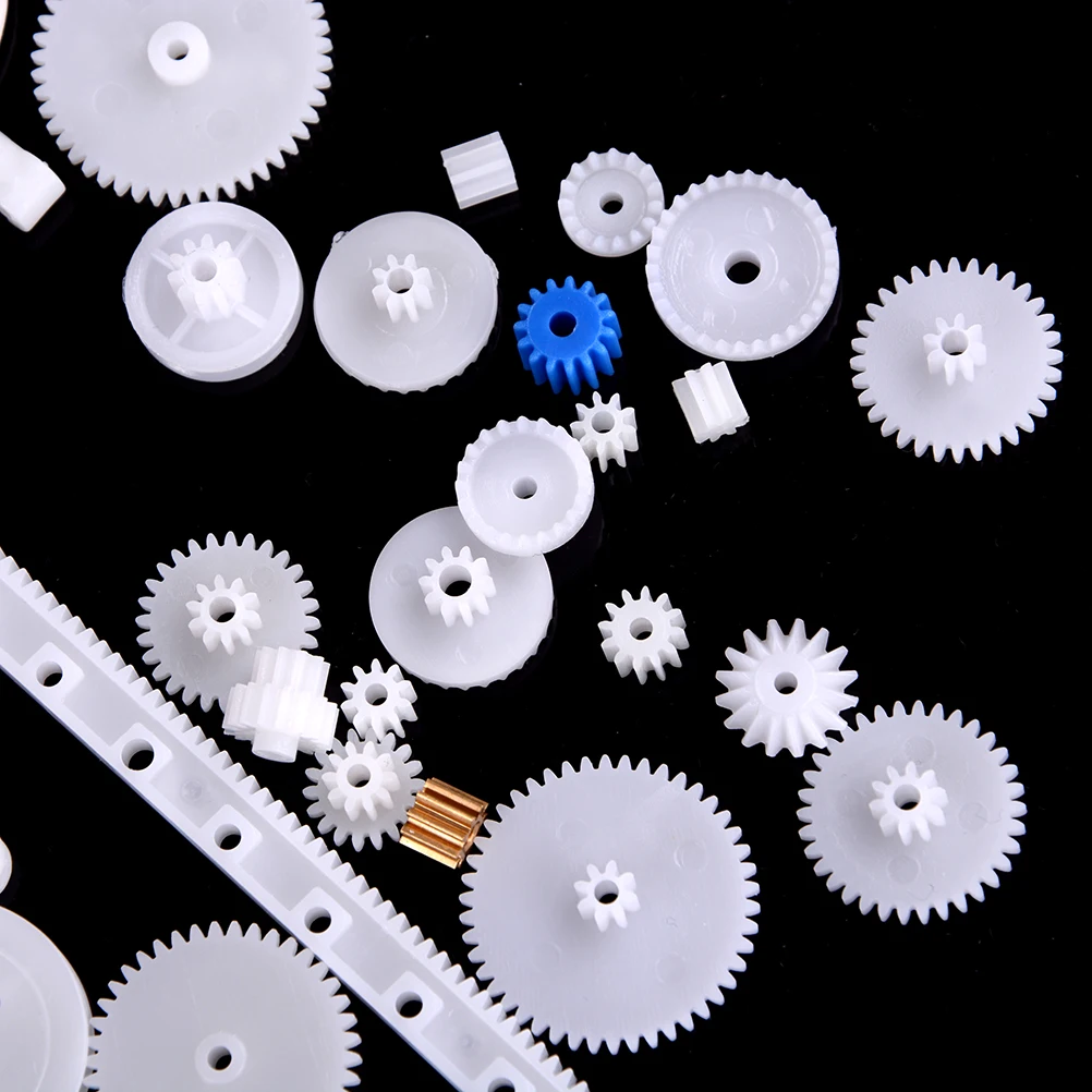 60 Pcs/set Plastic Gear Set DIY Rack Pulley Belt Worm Single Double