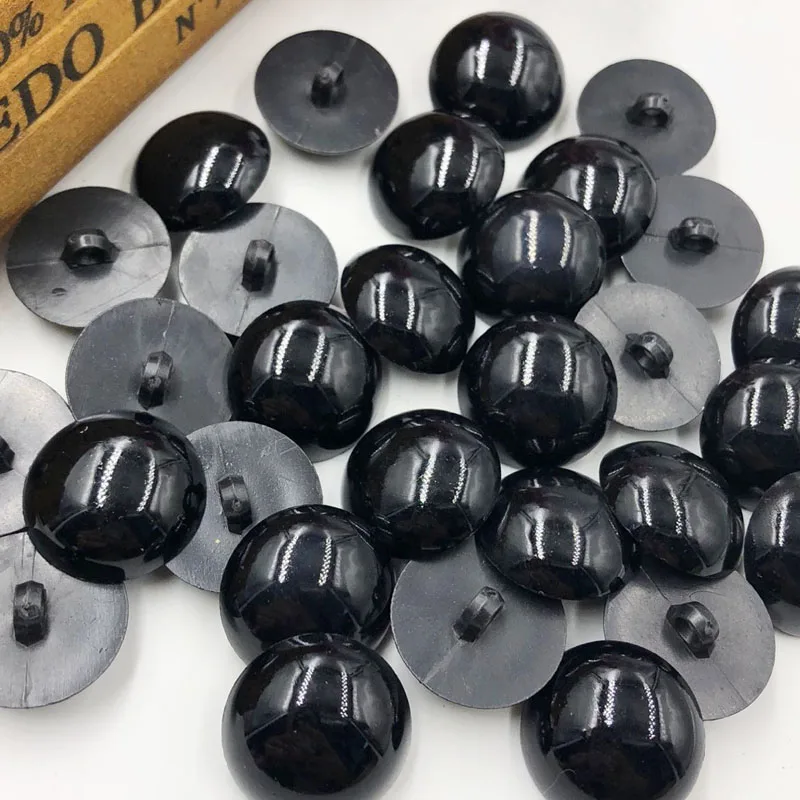 50pcs 25mm Black Buttons Plastic For Scrapbooking Half Pearl Shank