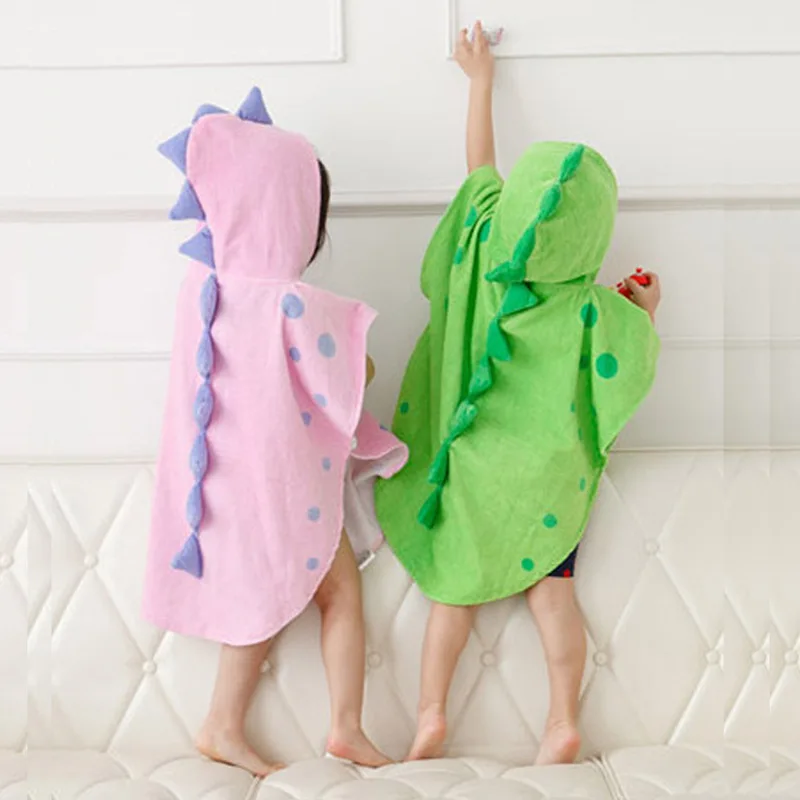 

Dinosaur Kids Bathrobe 3D Cartoon Baby Girls Boys Swim Beach Towel Children Cotton Hooded Bath Towel for 2-6 Years Old