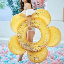 Взрослый плавательный круг плавучий буй строки для бассейна, погружаемый в воду на заднем сиденье надувной отделанное пайетками и цветком, плавательный круг