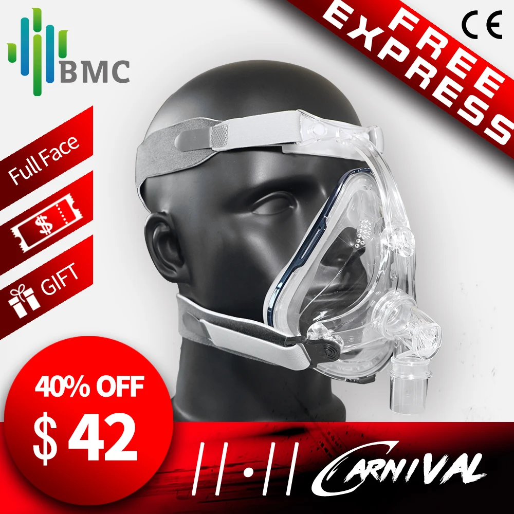 BMC FM1 Full Face Mask For Snoring Apply To Medical CPAP BiPAP Silicone