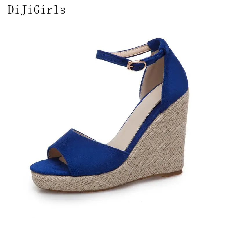 

DiJiGirls Straw Hemp Rope Wedges Sandals Summer 2019 New Style Women High Heel Platform Sandals Beach Casual Shoes Wedge Heels