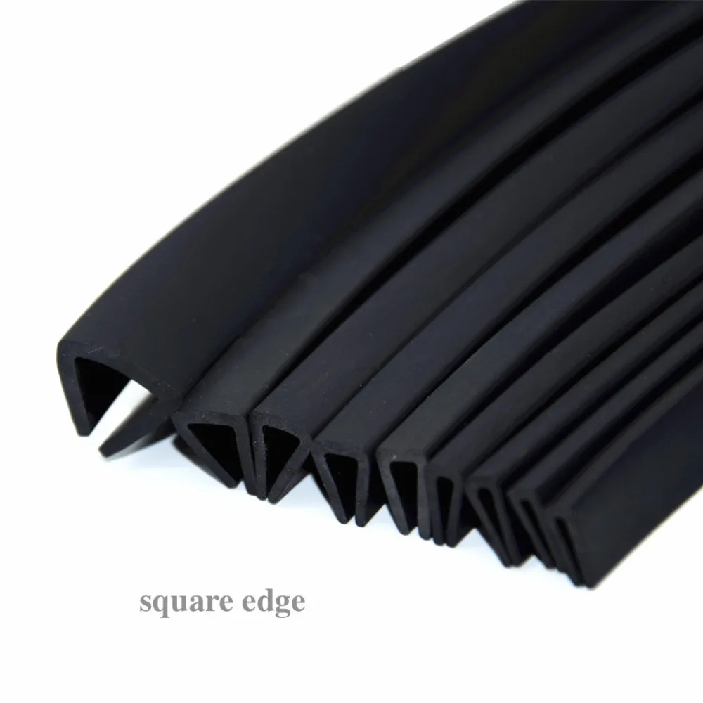 Rubber U Strip Edge Shield Encloser Bound Glass Metal Wood Panel Board Sheet for Cabinet Vehicle Thick 0.5mm - 10mm Black