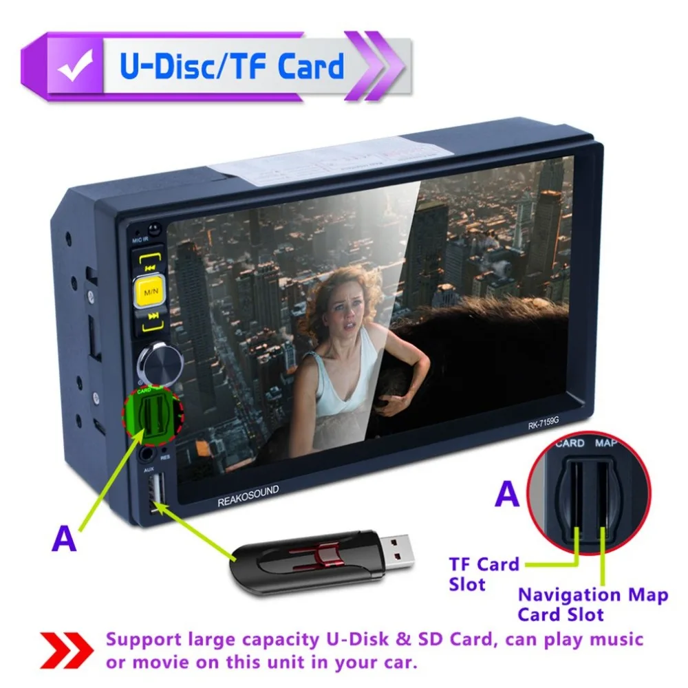 

7159G 7" Full HD 1080P Car DVD MP5 Player GPS Navigator Bluetooth FM/RDS Radio Car Multimedia Player Support Mirrorlink