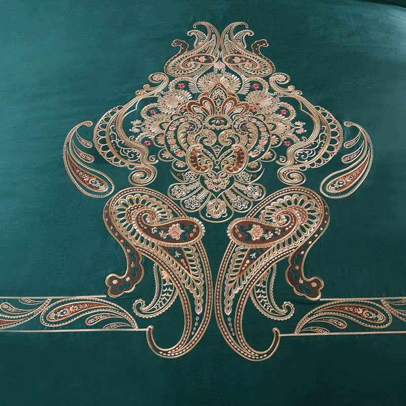Waliicorners 60SEgyptian Cotton Embroidered Luxury Royal Bedding Set 4/6Pcs King Queen Size Duvet Cover Bed Sheet set Decorative Pillowcases 39 6