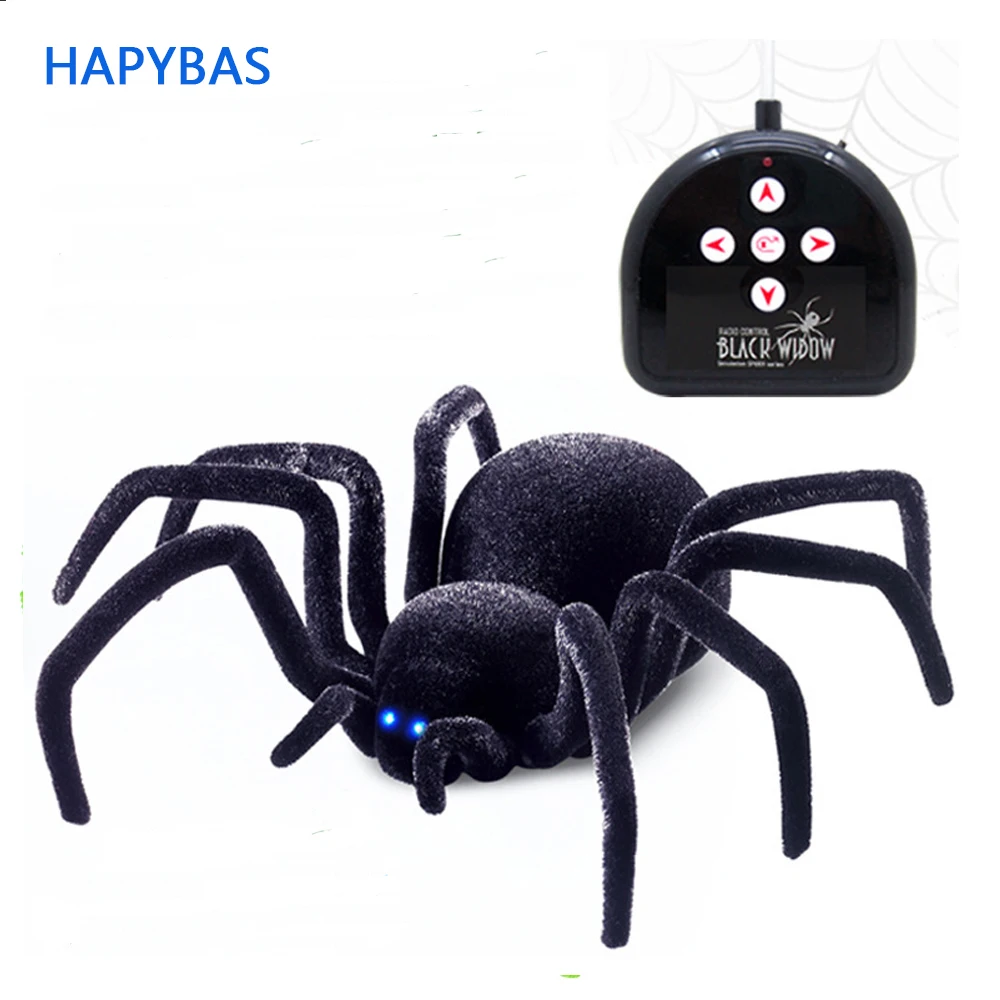 Electronic font b pet b font Remote Control Simulation tarantula Eyes Shine smart black Spider 4Ch