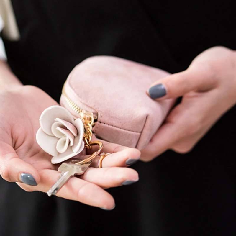 Женский кожаный маленький кошелек на молнии, портмоне, декорированное цветами, мини-Женский кошелек-клатч стильная карточка, кошелек для монет для девочек