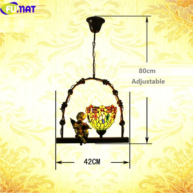 8006 FUMAT Stained Glass Tiffany Pendant Lamp Angel Timbo Swing Butterfly Jewelry Rose Shape Lamp European LED Light