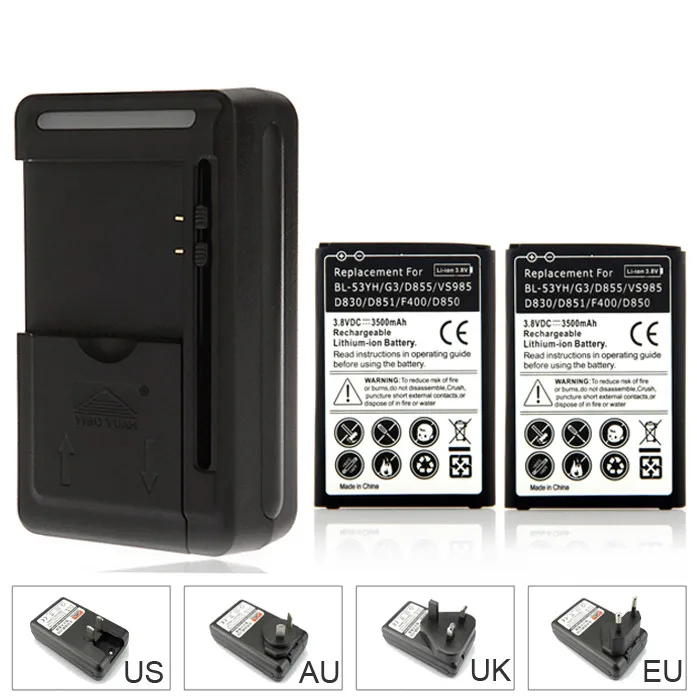 Новая запасная батарея большой емкости BL-53YH для LG G3 D855 2x3500 mAh + USB настенное