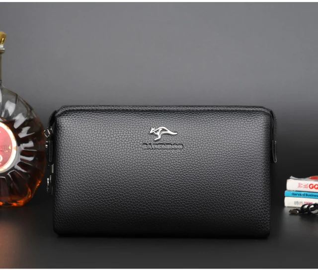 KANGAROO Luxury Brand Men Clutch Bag Leather Long Purse Password Money Bag  Business wristlet Phone Wallet Male Casual Handy Bags