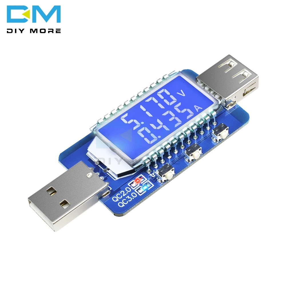 

QC2.0 3.0 USB Digital LCD Display Electronic Scam USB Detector Voltmeter Ammeter Voltage Volt Current Meter Trigger Fast Charger