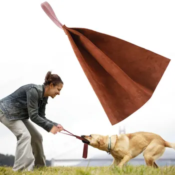 

Leather Puppy Dog Bite Rag Tug Toys with Handle for Puppy Police Dog Training Bite DAG-ship