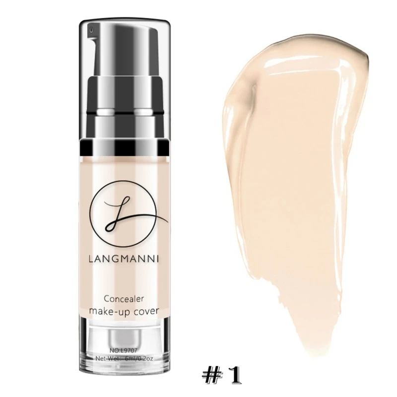 New Langmanni 6 Colors Liquid Foundation Makeup Natural Concealer Whitening Waterproof Make Up Contour Cream Make Up Cosmetics - Цвет: 01