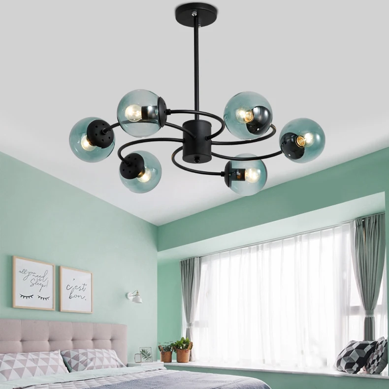 

Nordic Bedroom Bedside Hanging Pendant Lights Modern Lamps Dining Room Living Room Bar Led Glass Ball Warm De Fixtures