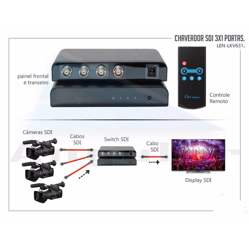 Lkv631 3 в 1 из sdi Switcher Поддержка 3G-SDI HD-SDI 3G-SDI преобразовать повторителя 1080 P конвертер ИК Дистанционное управление