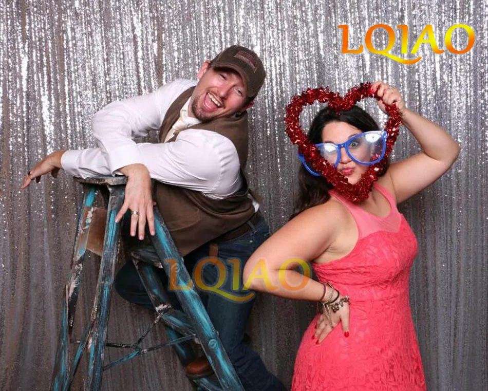 

9ft Sparkly Silver Sequin Background,Romantic Sequin Curtain Backdrop for Wedding Photo Booth Sequin Fabric Linens Decoration