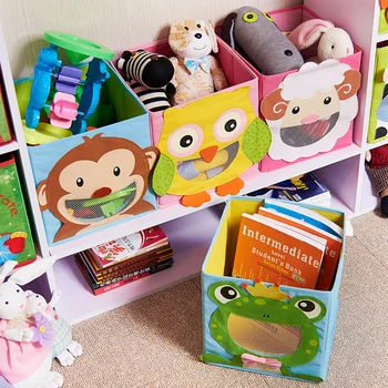 

New 3D Cartoon Non-Woven kid Toys Storage bins Animal Embroidery Foldable Clothes Storage Box for Underwear organizer Rangement