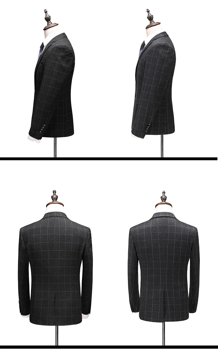 (Jaqueta + colete + calças) moda masculina
