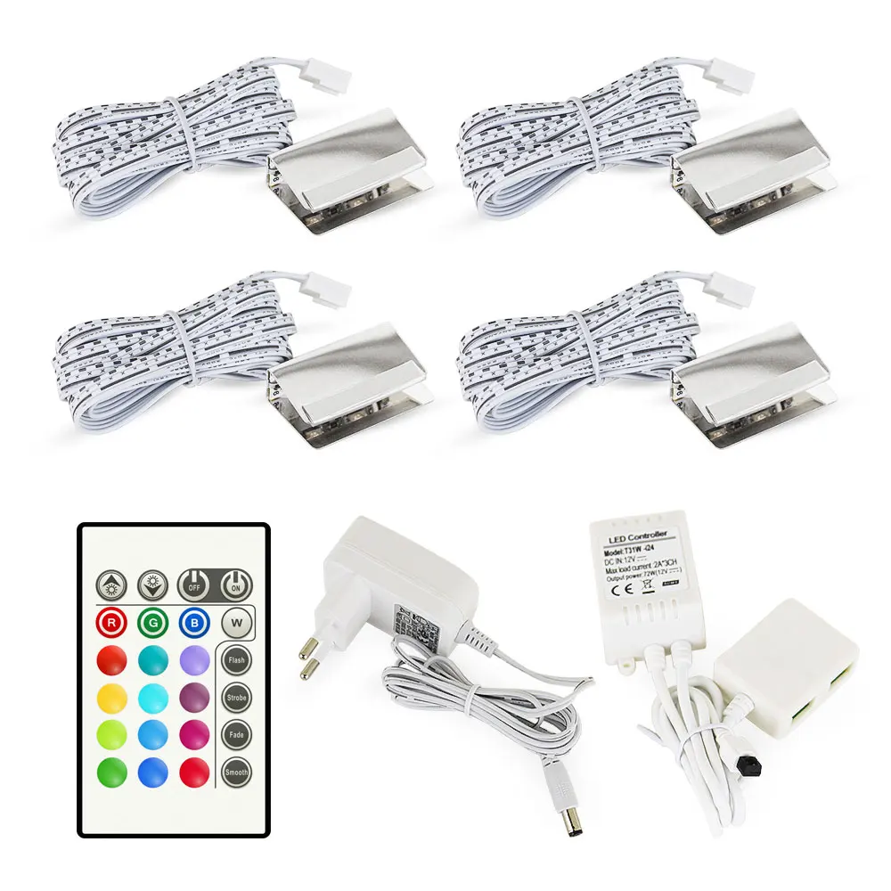 RGB LED Glaskantenbeleuchtung Kit: 4 stücke RGB FÜHRTE Glasregal ... RGB LED Glaskantenbeleuchtung Kit: 4 stücke RGB FÜHRTE Glasregal ...