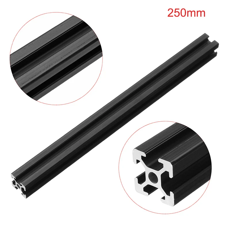 

250mm Length Black Anodized 2020 T-Slot Aluminum Profiles Extrusion Frame For CNC