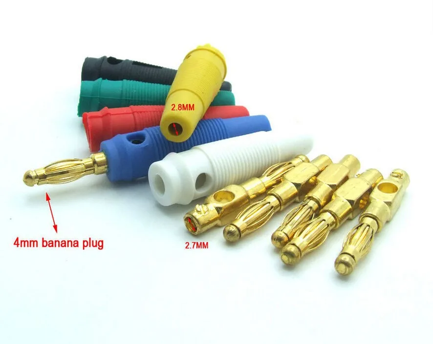 

100 pcs Gold plated 4MM Banana Plug Screw to BINDING POST Test Probes adapter