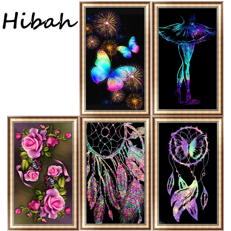 

DIY 5D diamond embroidery painting, wind chimes, dance, flowers, butterfly colorful pattern cross stitch home decoration