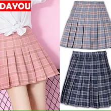 Плиссированная юбка в клетку для женщин и девочек; модные летние юбки для студентов в корейском и японском стиле; юбки трапециевидной формы в клетку; элегантный дизайн; ouc356