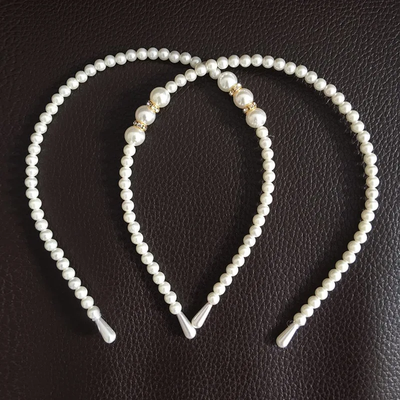 

Thin Skinny Hard Women Girls Kids Pearl Hair Hoops Cross Hair Bands Headbands Tiara Crown Headpiece Halloween Party Accessories