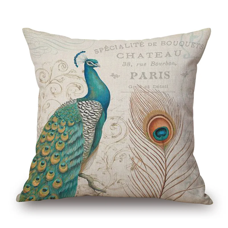 

Peacock Blue Design Printed Cushion Cover Tree Branch Pattern Cottom Throw Pillow Case Personal Decorative Pillowcase PC091