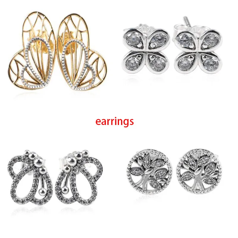 

new 100% 925 Solid Sterling Silver Women Fashion Heart Butterfly earrings Stud Earrings Friendship Gift for Teen Girls friends