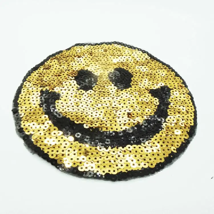 Factory direct sales of Sequin embroidered round smile sequins cloth