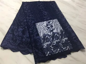 

high quatily french Bead Lace Fabric 2018 Latest African Mesh Tulle Lace Fabric 5 yard Nigerian Guipure Lace Fabric for dress